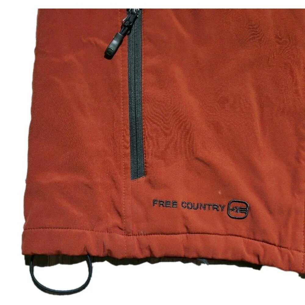 Free Country Men's High Stretch Full Zip Hybrid Vest Coal Orange Size Large